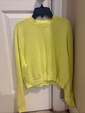 La Hearts Neon Yellow Cropped Crewneck Sweater